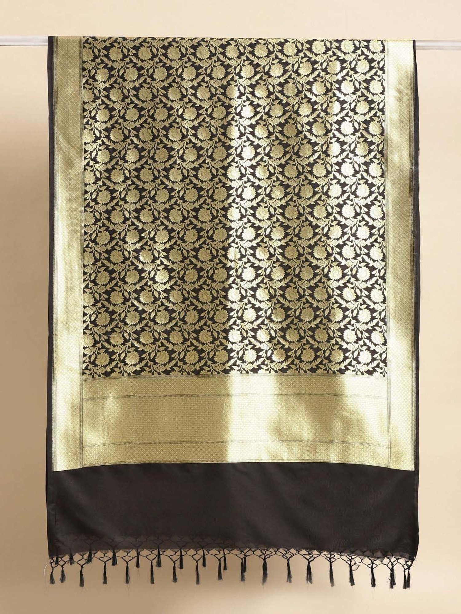 Banarasi Style Black Woven Pattern Dupatta