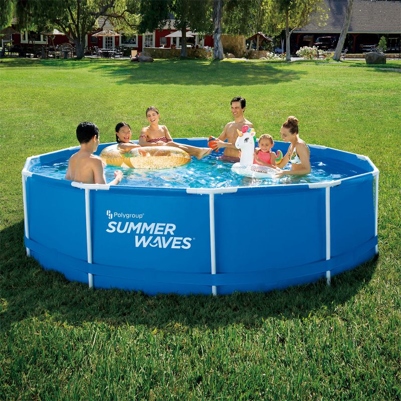 Summer Waves P2001230A156 Active Metal Frame 12ft x 30in Round Above Ground Swimming Pool Set with SkimmerPlus Filter Pump