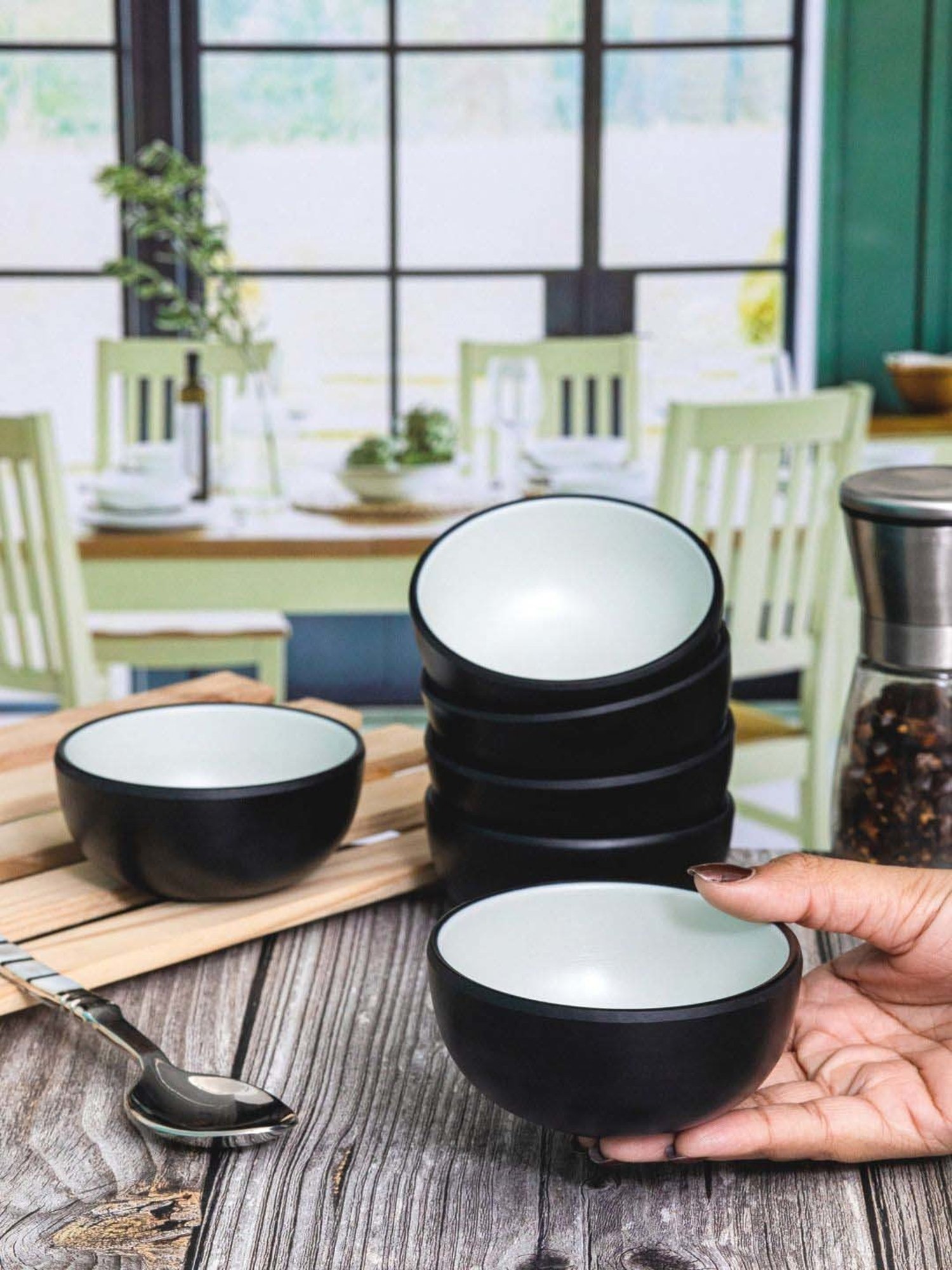 Servewell Cons. Brown Terraclay Melamine 10 cm 2 Tone Veg Bowls (0.22 L) - Set of 6