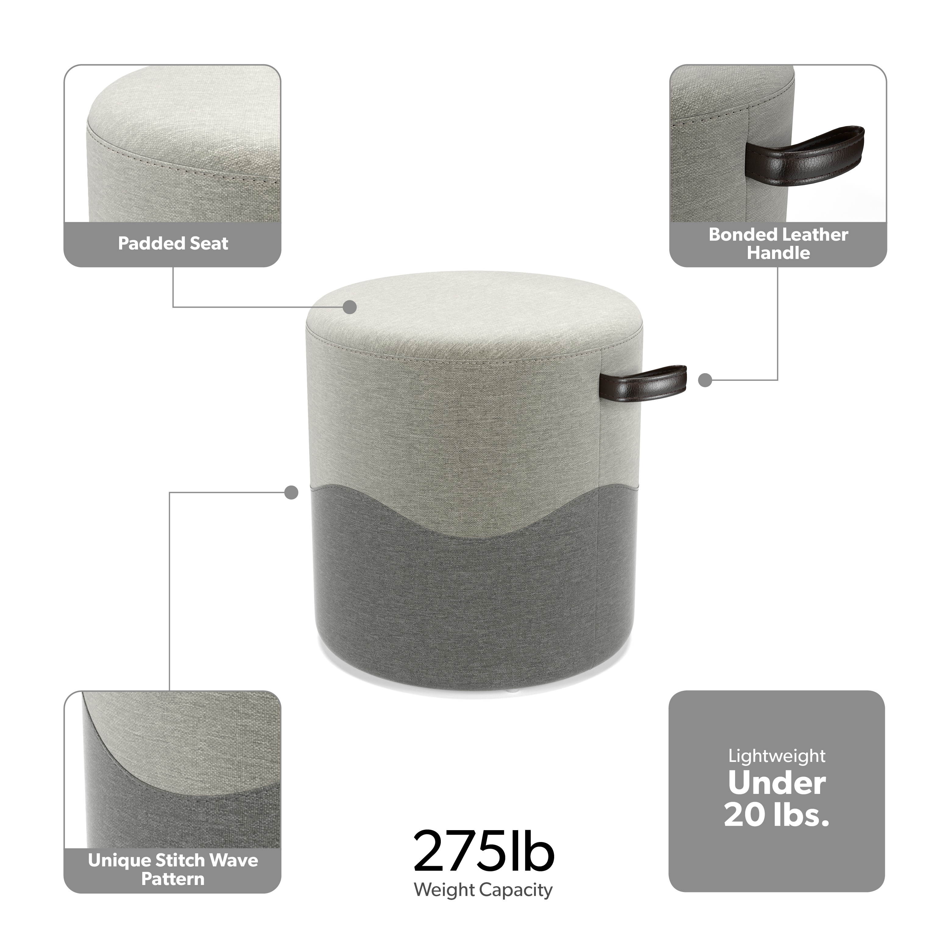 HON Basyx Cumulus Pouf Ottoman, Fabric Upholstered Office Stool, in Dual Tone Grey (BSX611YVA19)