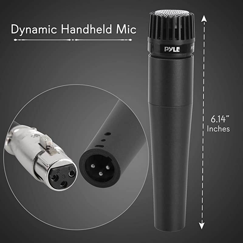 Professional Handheld Moving Coil Microphone Dynamic Cardioid Unidirectional Vocal Builtin Acoustic Pop Filter Includes 15ft XLR Audio Cable to 14 Audio Connection  PDMIC78