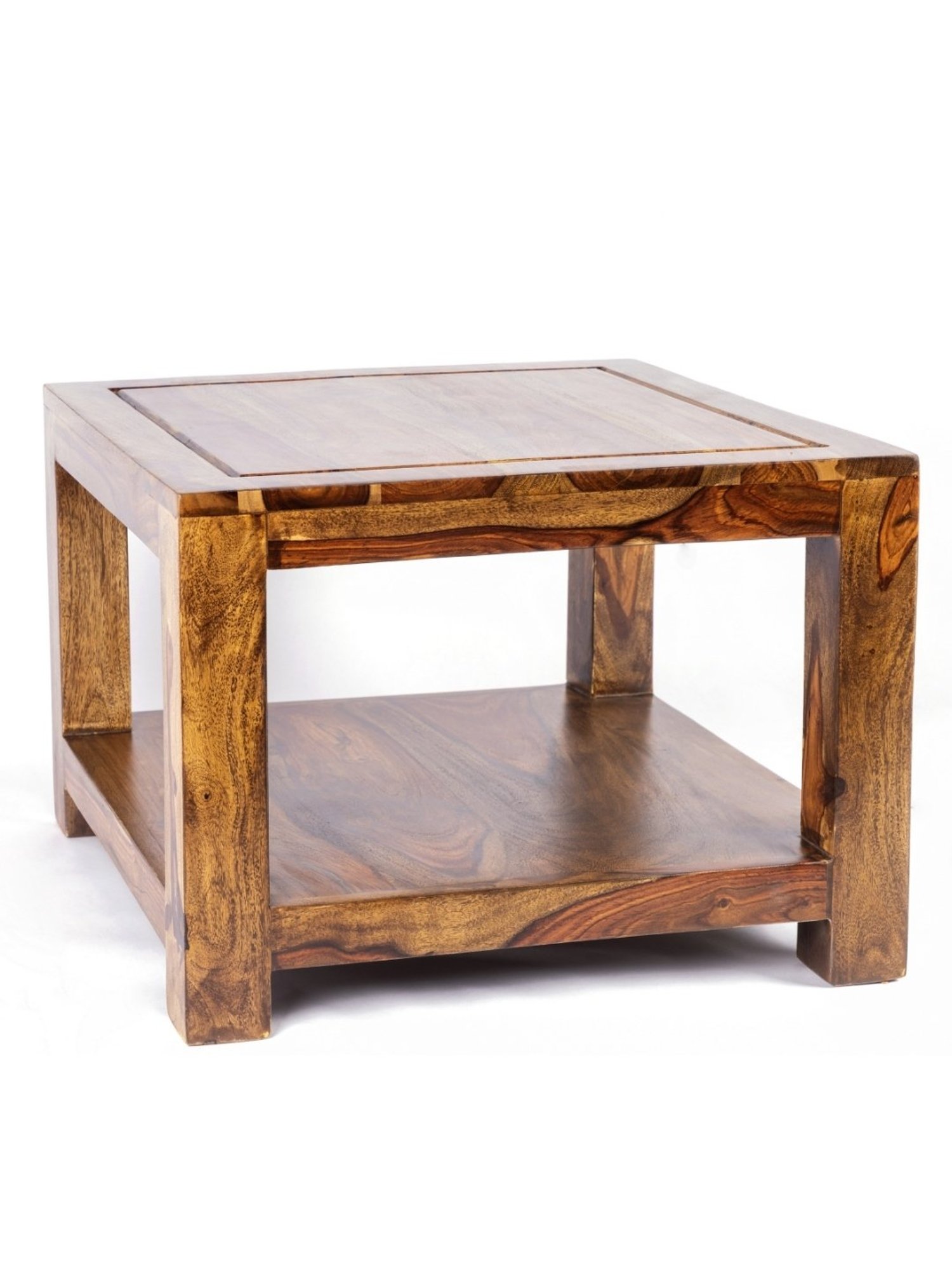 Ikiriya Lisbon Solid Brown Wood End Table Teak Finish