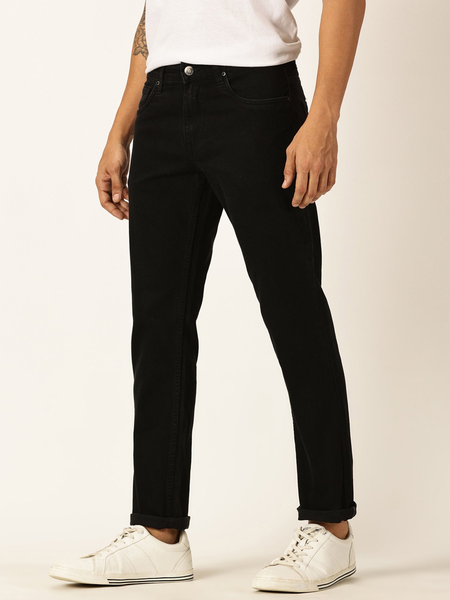 Thomas Scott Black Slim Fit Lightly Washed Jeans