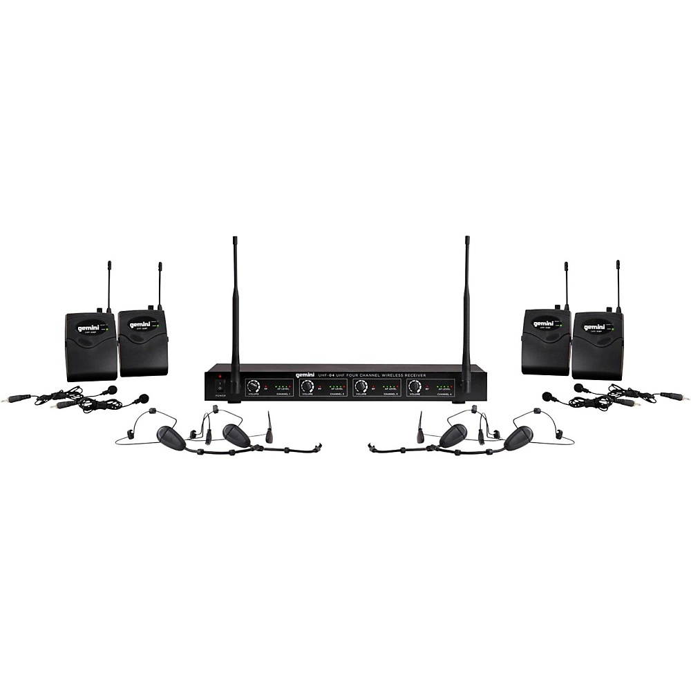 Gemini UHF-04HL 4-Channel Wireless Headset/Lavalier Combo System S1234