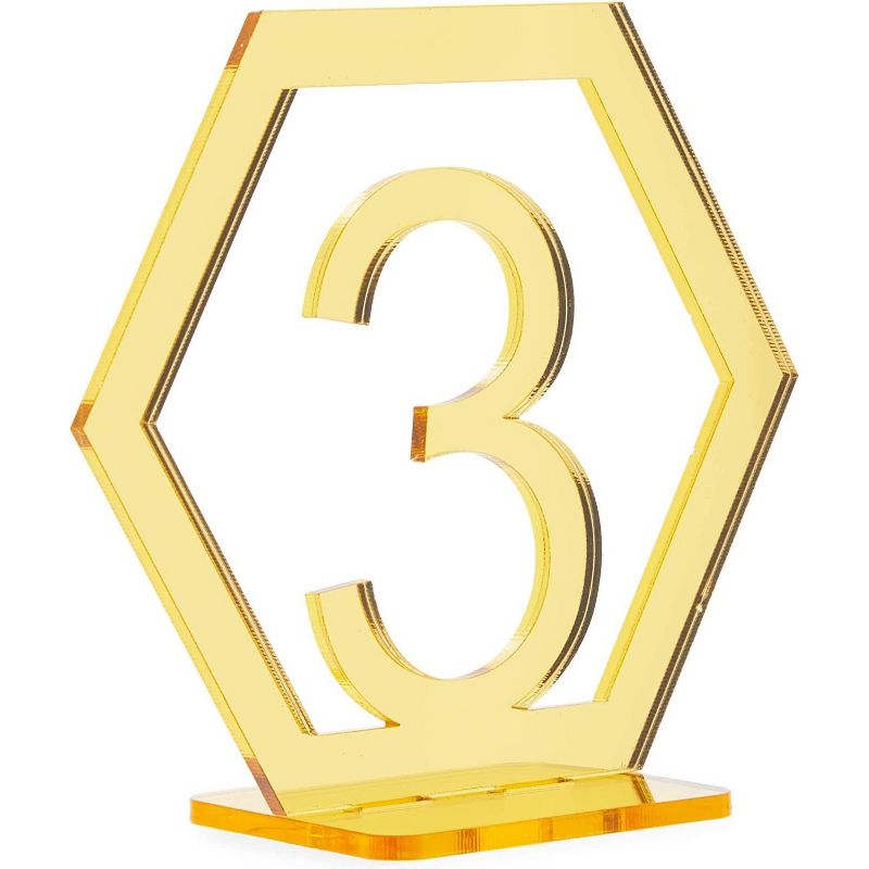 Hexagon Acrylic Table Numbers 1-10 (3.5 x 4 in)