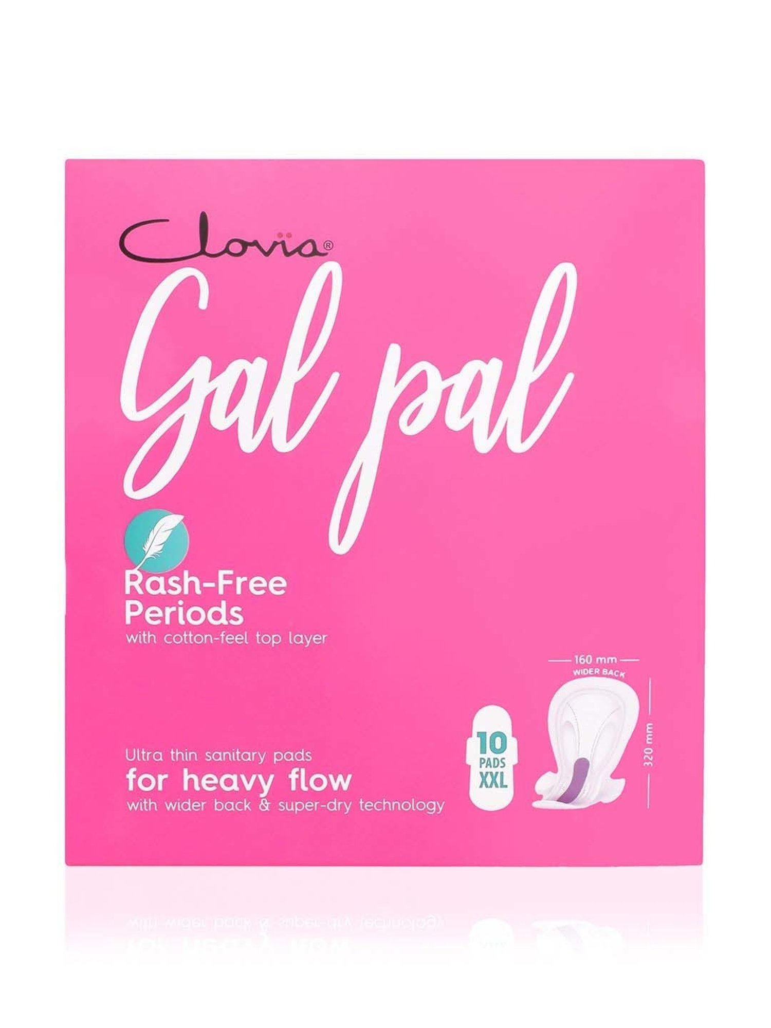 Clovia Botaniqa Gal Pal Sanitary 10 Pads XXL for Extra Heavy Flow - 320 mm