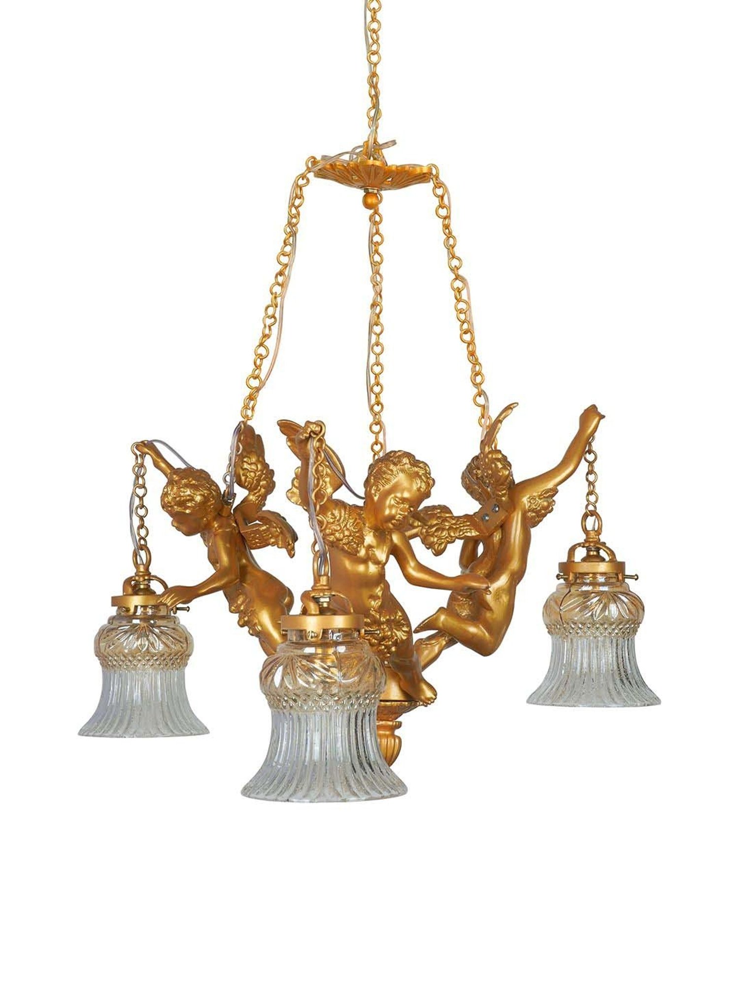 FOS LIGHTING White & Golden Aluminium 3-In-1 Dropped Hanging Chandelier
