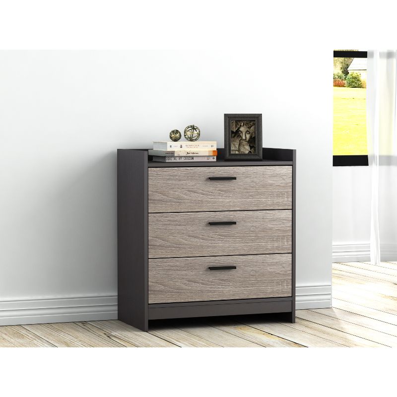 Emerson 3 Drawer Chest Dark Brown/Dark Blonde Brown - loft607