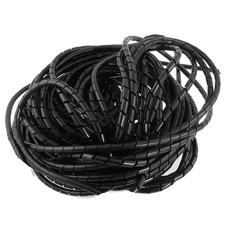 21M 68 Ft PE Black Polyethylene Spiral Wire Wrap Tube PC Manage Cable 6mm 14 for Computer Cable Car Cable Dia 6MMLength21M Black