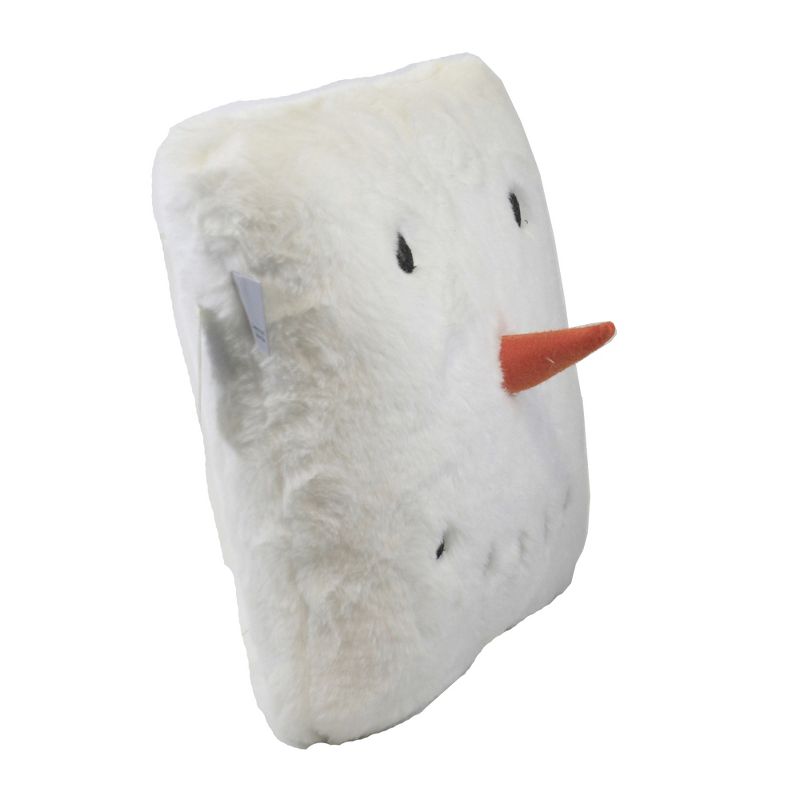 Christmas 11.0" Fur Snowman Pillow Sm Carrot Nose Coal Eyes Mouth  -  Decorative Pillow
