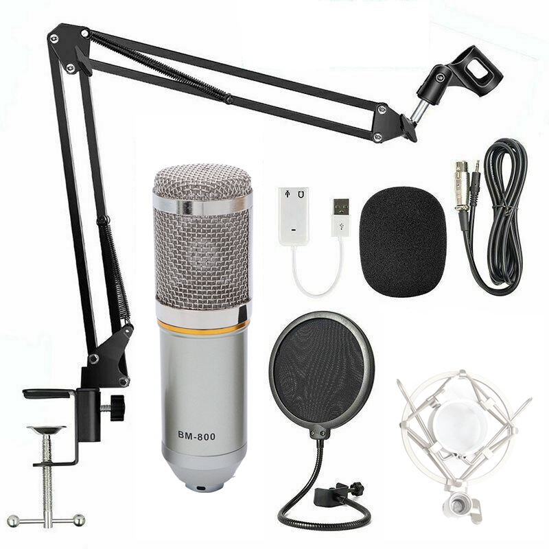 gold--BM800 Professional Suspension Microphone Kit Studio Live Stream Broadcasting Recording Condenser Microphone Set