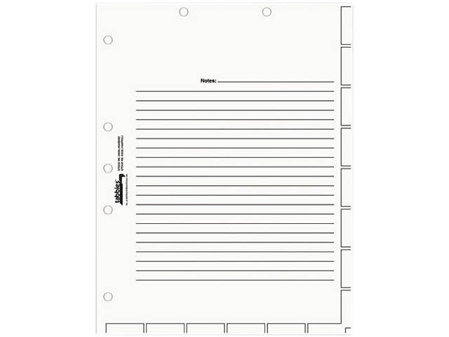 Tabbies 54520 Medical Chart Index Divider Sheets, 8 1/2 x 11, White, 400/Box