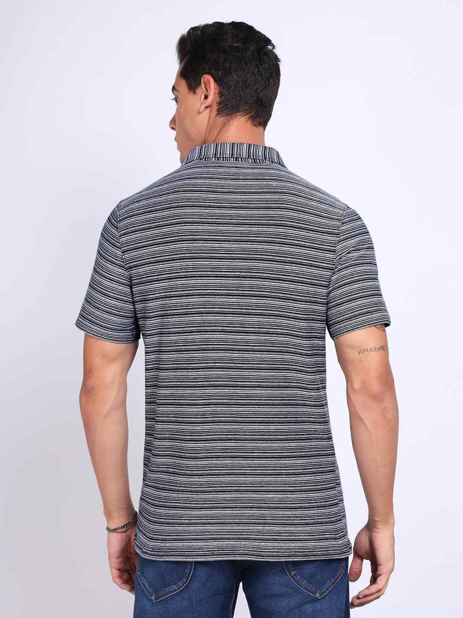 Lee Navy Regular Fit Striped Polo T-Shirt