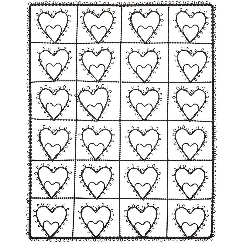 Farmlyn Creek Heart Shaped Grid Wall Photo Display, Black Metal Panel (14 x 16 in)