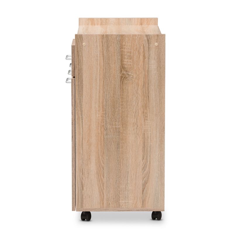 Charmain Modern and Contemporary Light Oak and Finish Kitchen Cabinet White/Brown - Baxton Studio