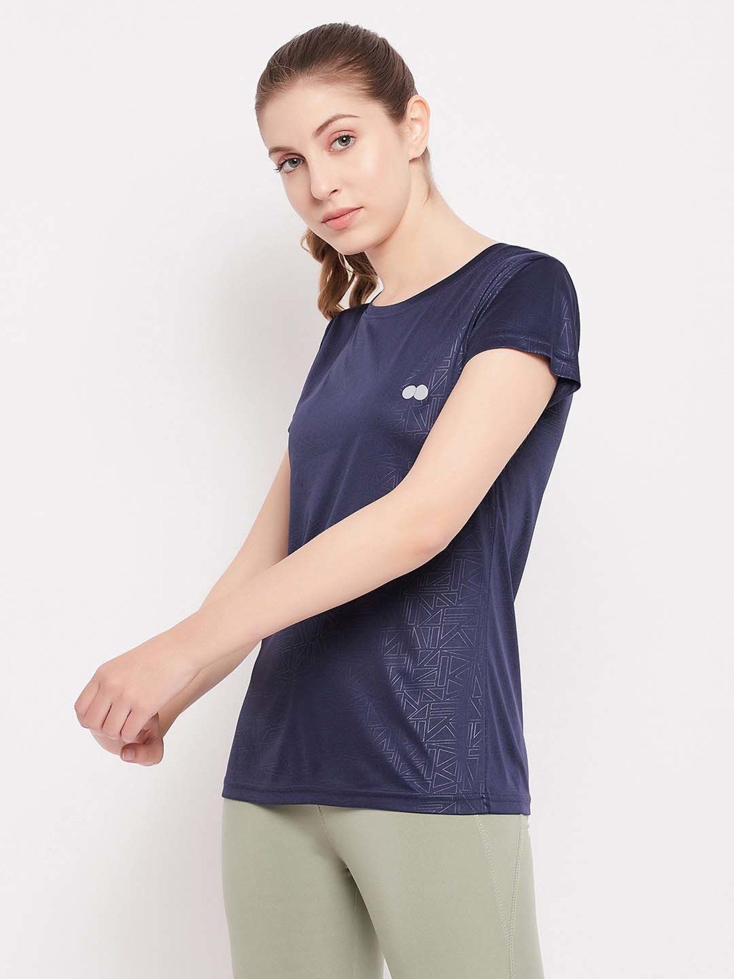Clovia Blue Printed Sports T-Shirt