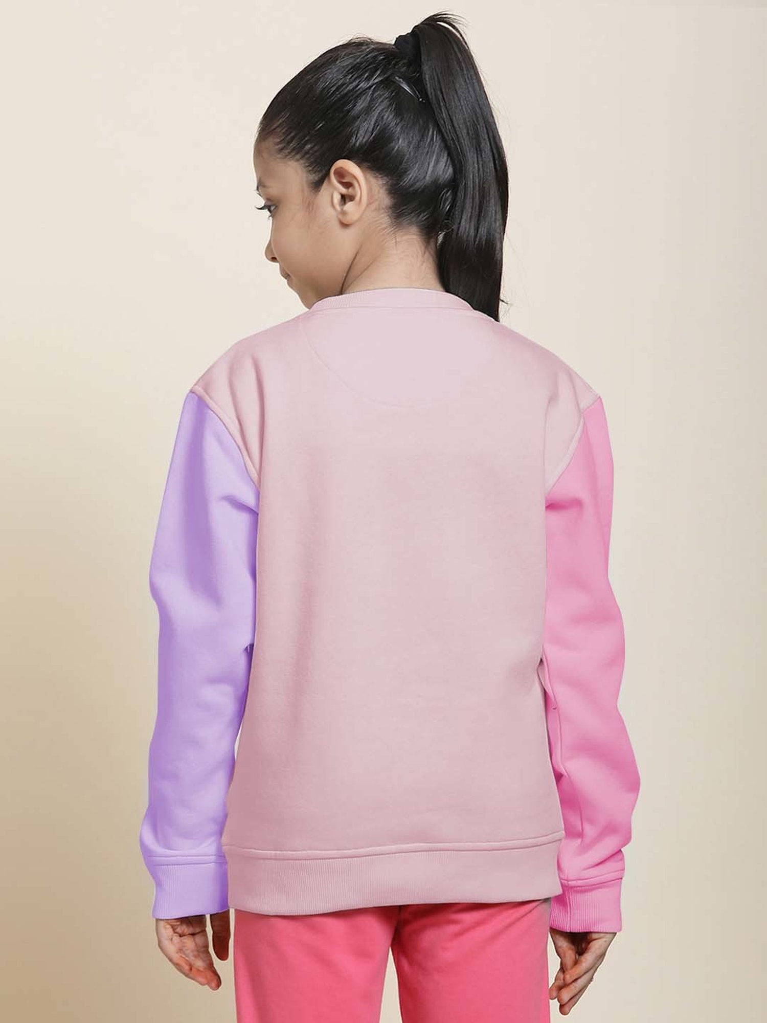 Kidsville Pink & Purple Printed Full Sleeves Sweatshirt