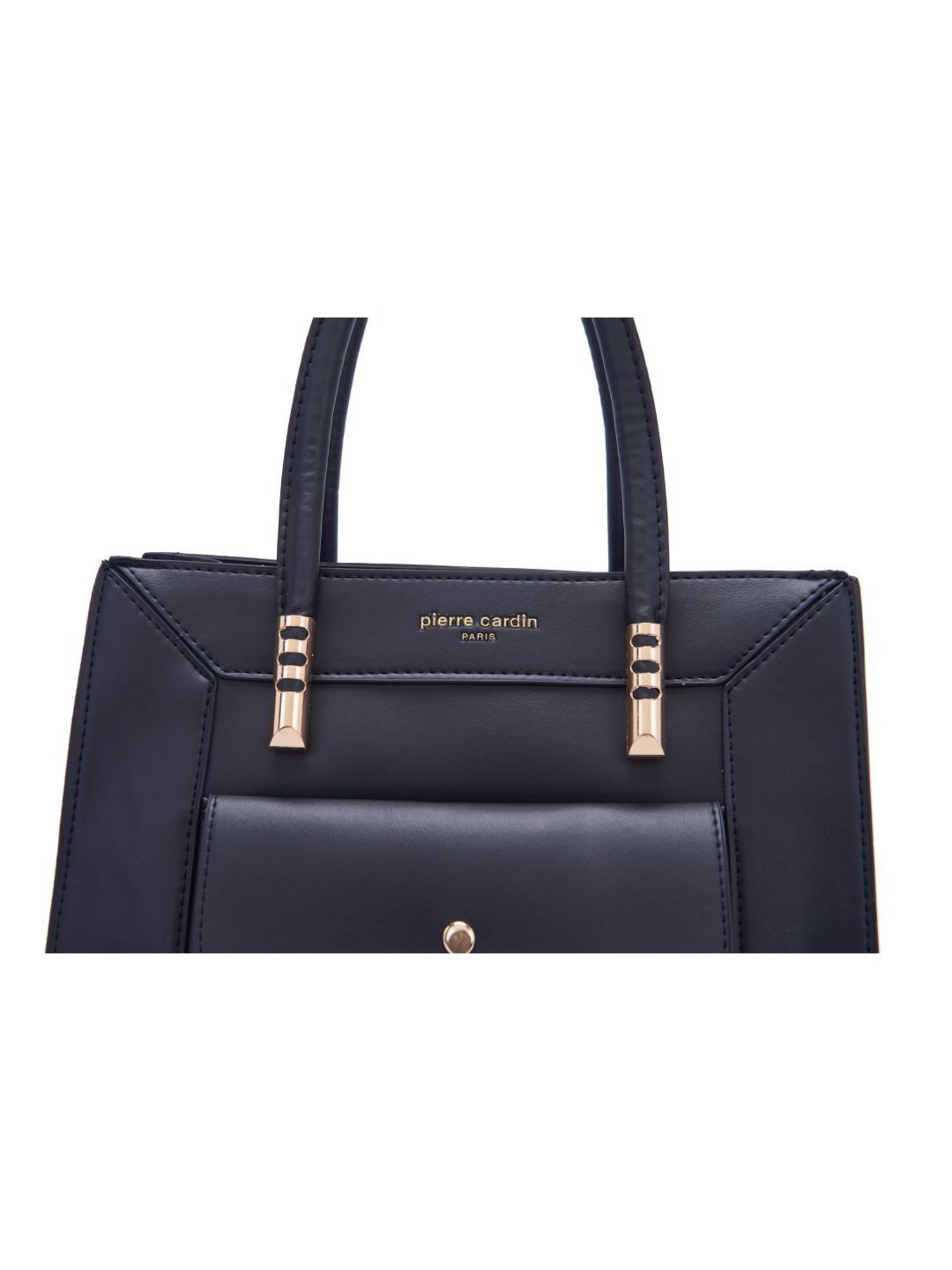 Pierre Cardin Black Solid Satchel Handbag