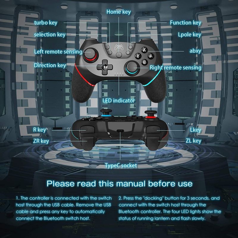 Wireless Controller for Switch/Switch Lite, Switch Pro Wireless Bluetooth Controller Joypad Remote Joycon Replacement,Wireless Switch Remote with Turbo, Motion (Red)