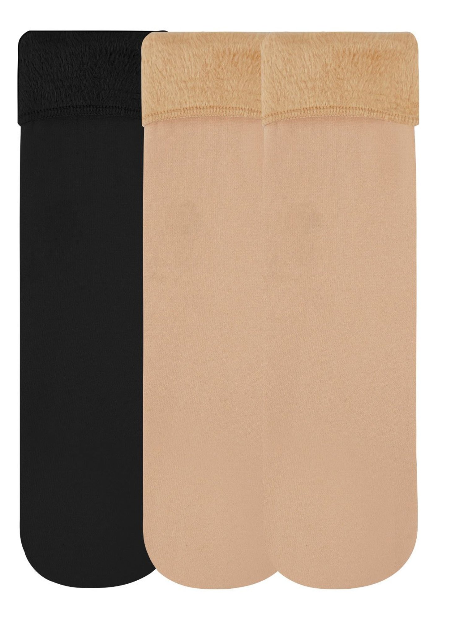 NEXT2SKIN Black & Beige Nylon Fur Winter Socks (Pack Of 3)