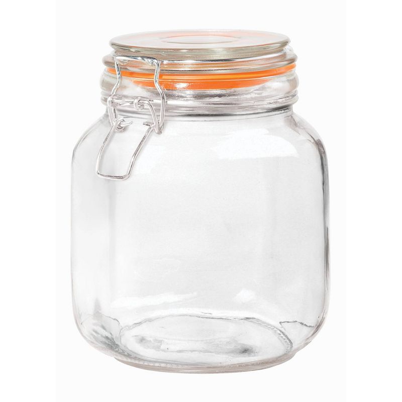 Oggi 4 Piece Glass Square Clamp Canister Set with Silicone Gaskets