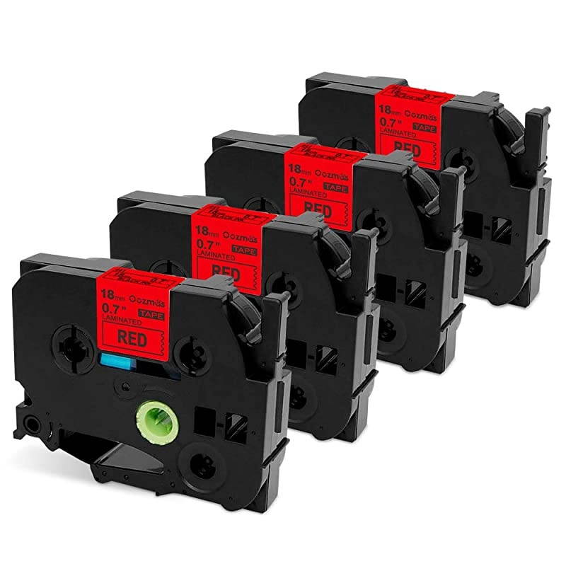 TZe Tape Black on Red Compatible with Brother PTouch TZe441 Standard Laminated Label Tape 262 ft8m4 Pack