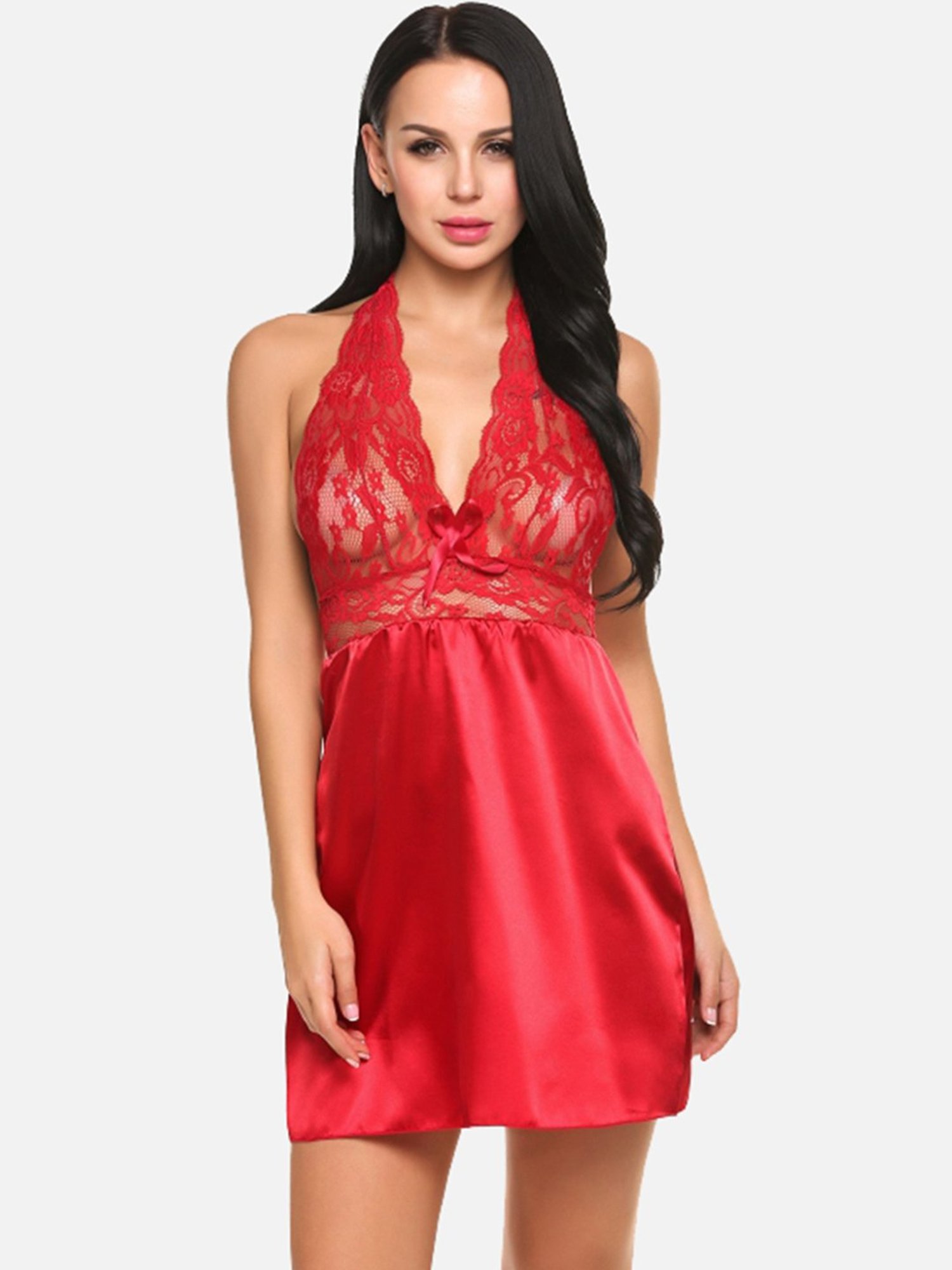 FIMS: Fashion is my Style Black & Red Lace Work Babydoll With Thong