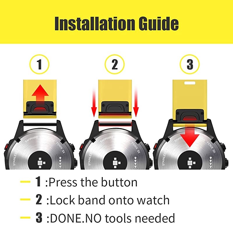 Compatible with Fenix 5 Band Easy Fit 22mm Width Soft Silicone Watch Strap Replacement for Fenix 5Fenix 5 PlusForerunner 935Approach S60Quatix 5 Yellow