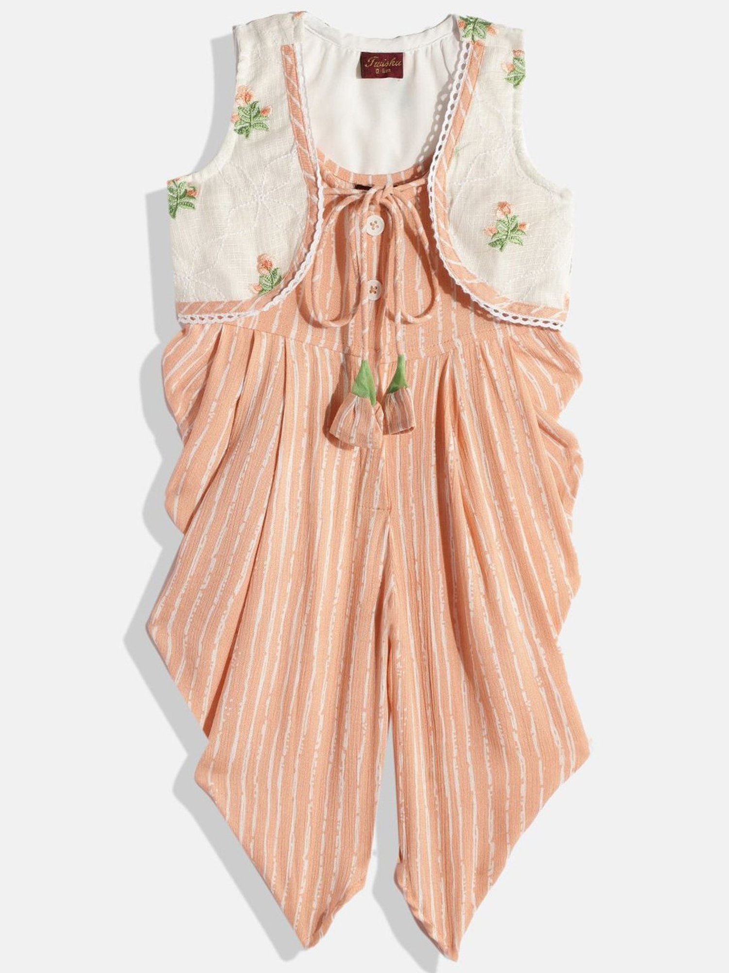 TWISHA Kids Peach & White Printed Jumpsuit Set
