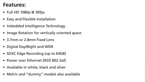 Computar Ganz High Quality HSW-H37-4 IP Height Strip Camera with 3.7mm Lens and Imbedded Intelligence Technology PoE, HD, WDR, D/N