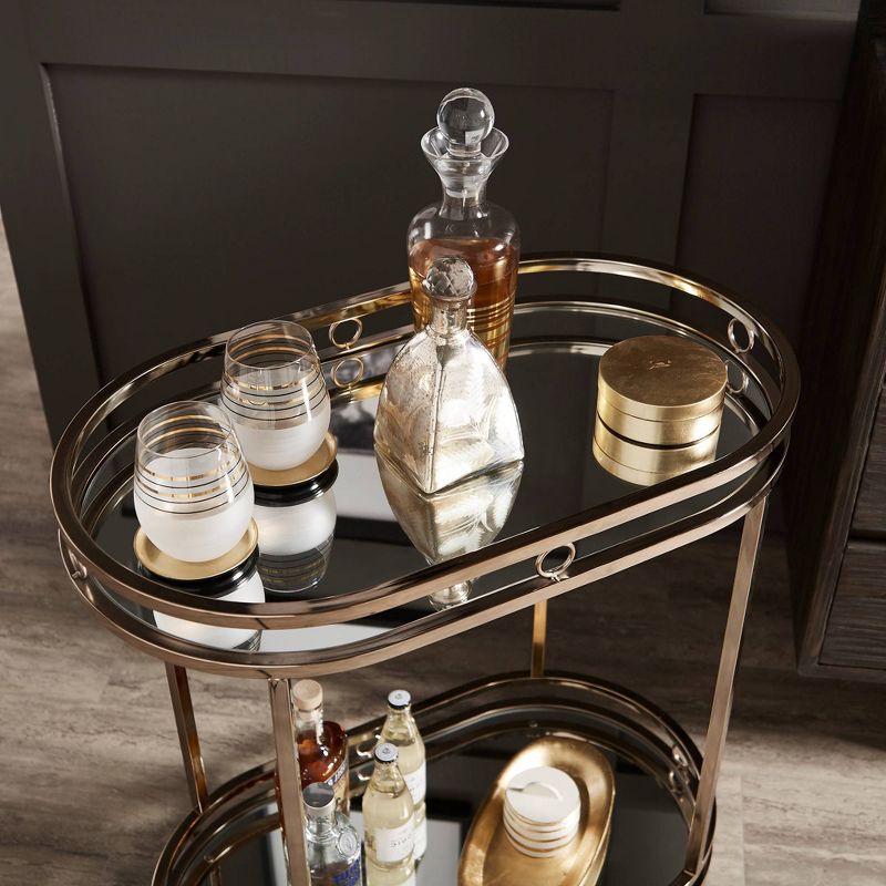 Bartram Oval Bar Cart Champagne Gold - Inspire Q
