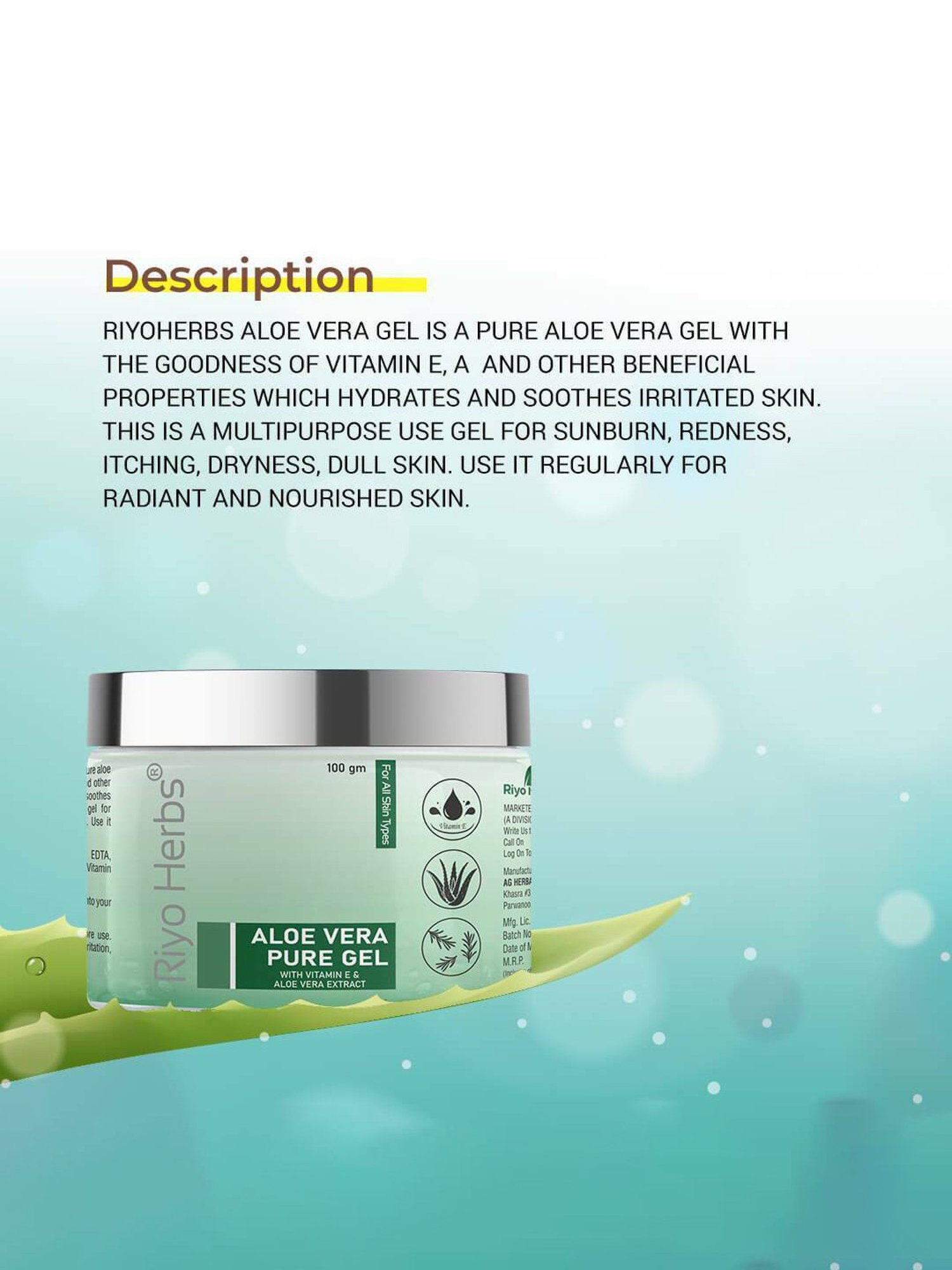 Riyo Herbs Aloe Vera Pure Gel - 100 gm