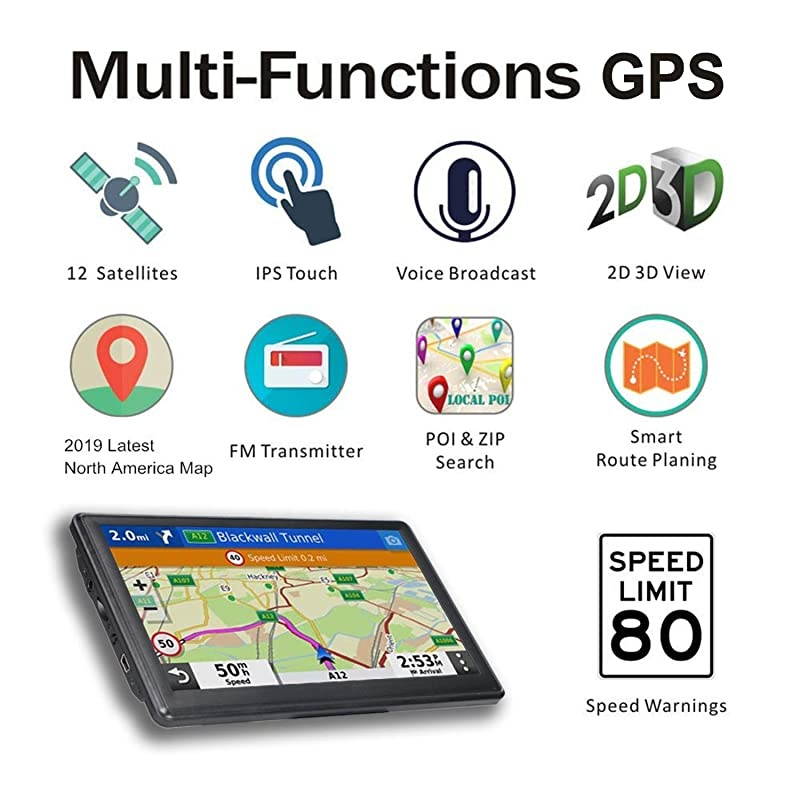 GPS Navigation for Truck RV Car 7 Inch  GPS Navigation System GPS for Truck Drivers Commercial 2021 Maps with Free Lifetime Update Spoken TurnbyTurn Directions Driver Alerts