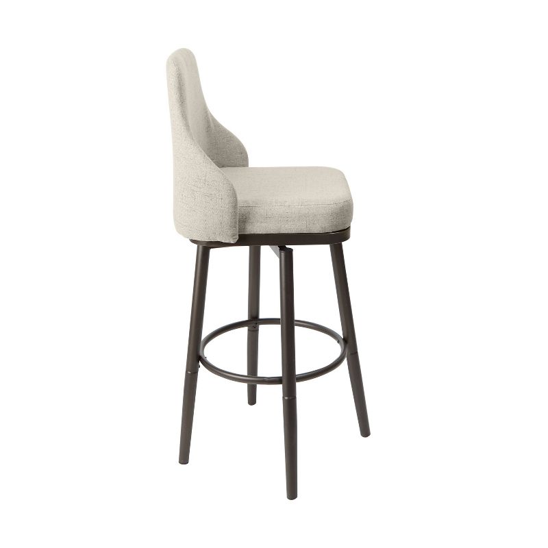 Adjustable Swivel Curved Barstool Linen Gray - Silverwood