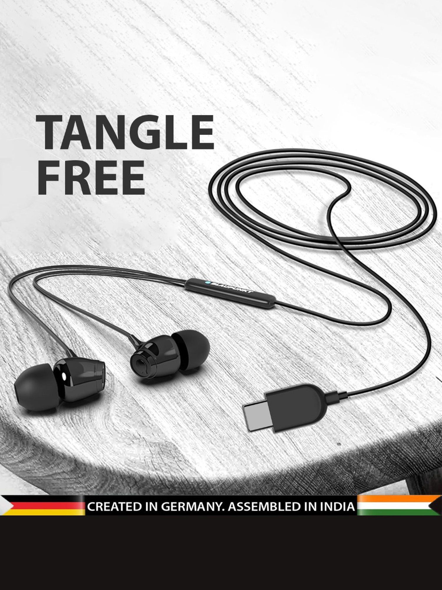 Blaupunkt EM01 in-Ear Type C Wired Earphone with Mic & Noise Isolation (Black)