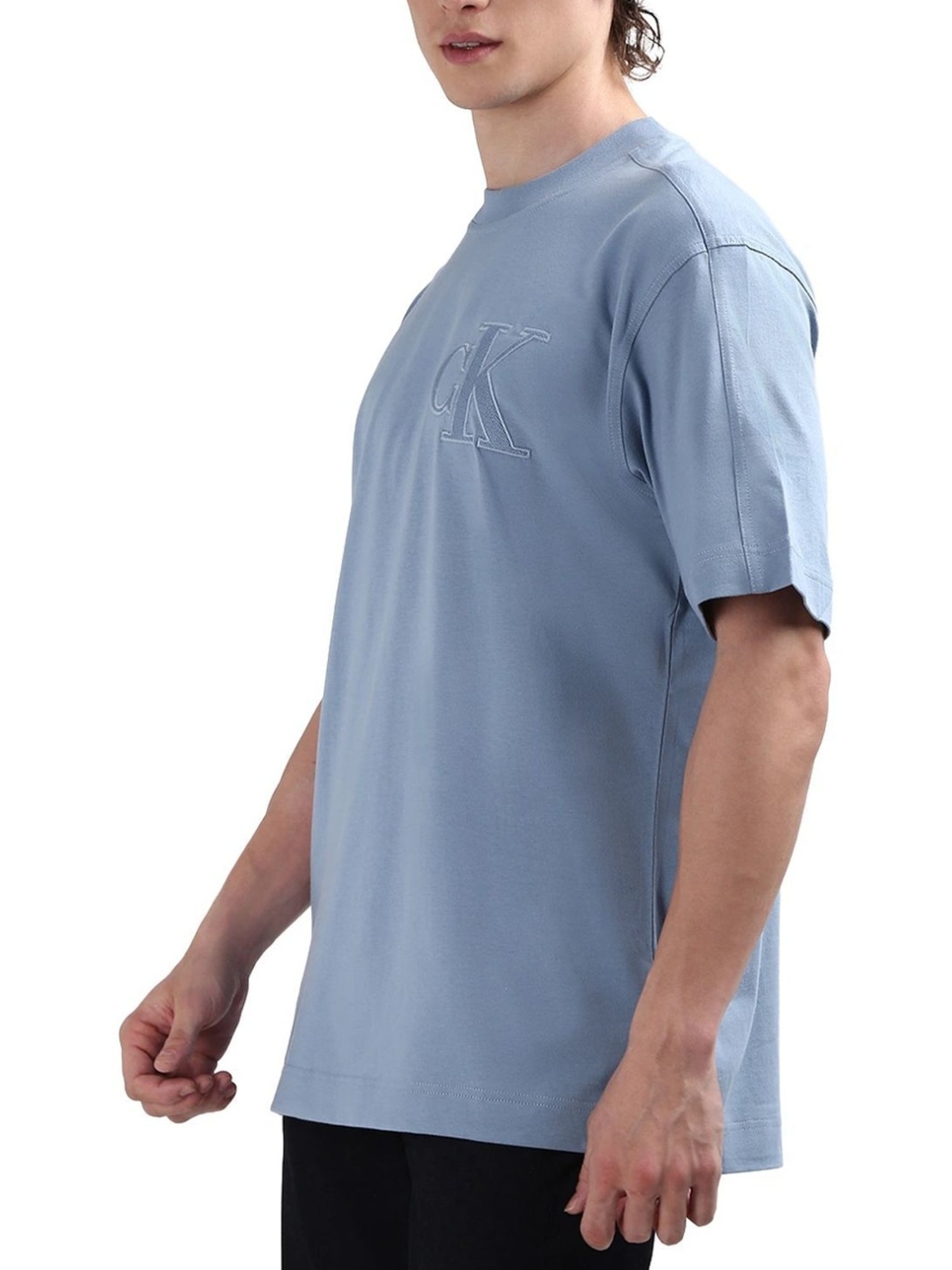 Calvin Klein Blue Cotton Relaxed Fit T-Shirt