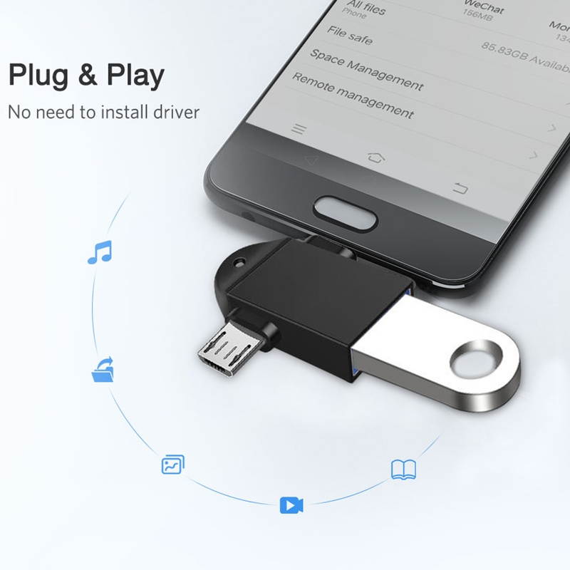 3 in 1 Micro USB Type C OTG Male To USB 3.0 Female Adapter Connector for Samsung Galaxy S21 ultra Mate40 8 Pro-Silver