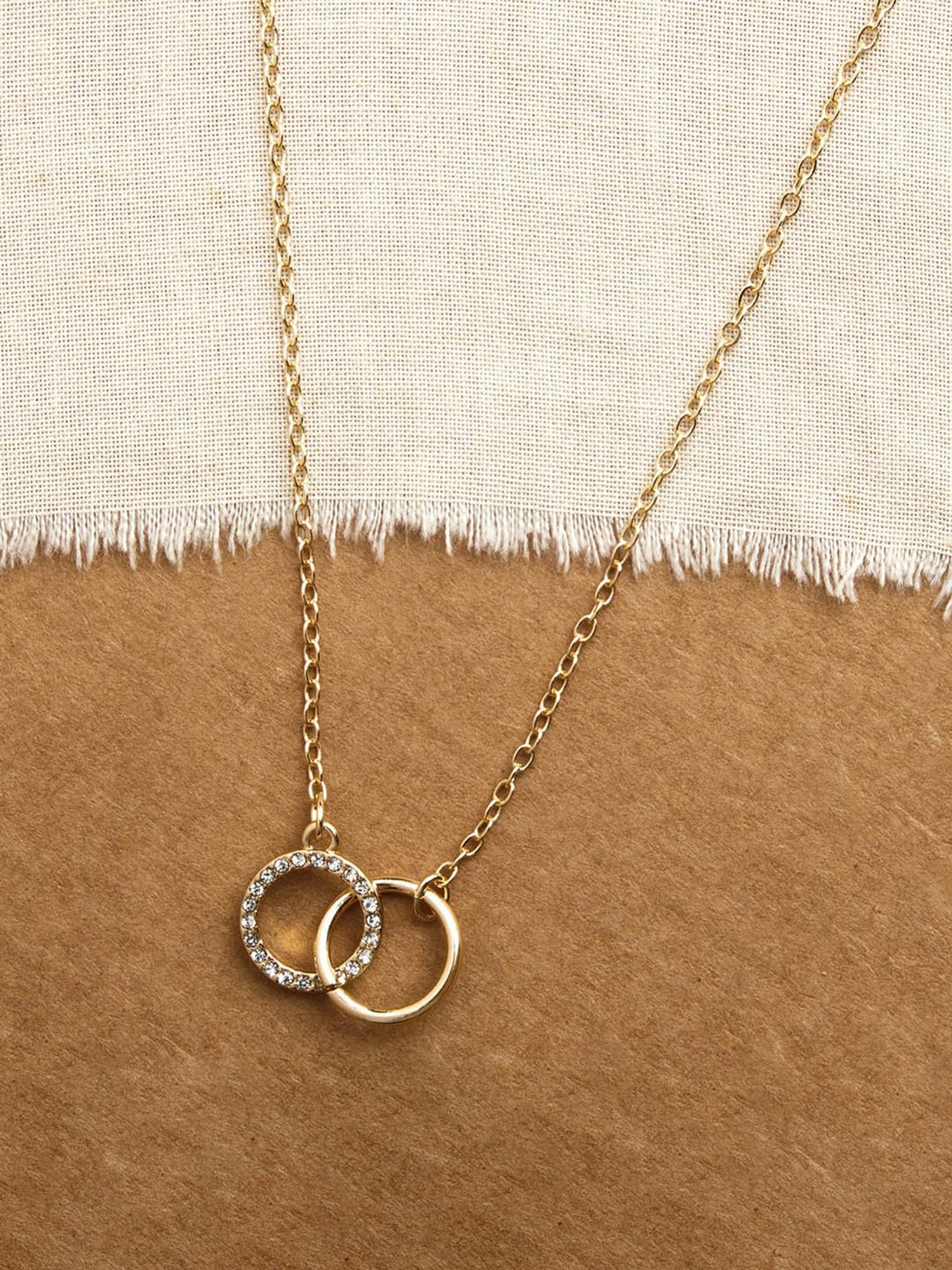 Accessorize London Gold Pave Link Circle Necklace for Women