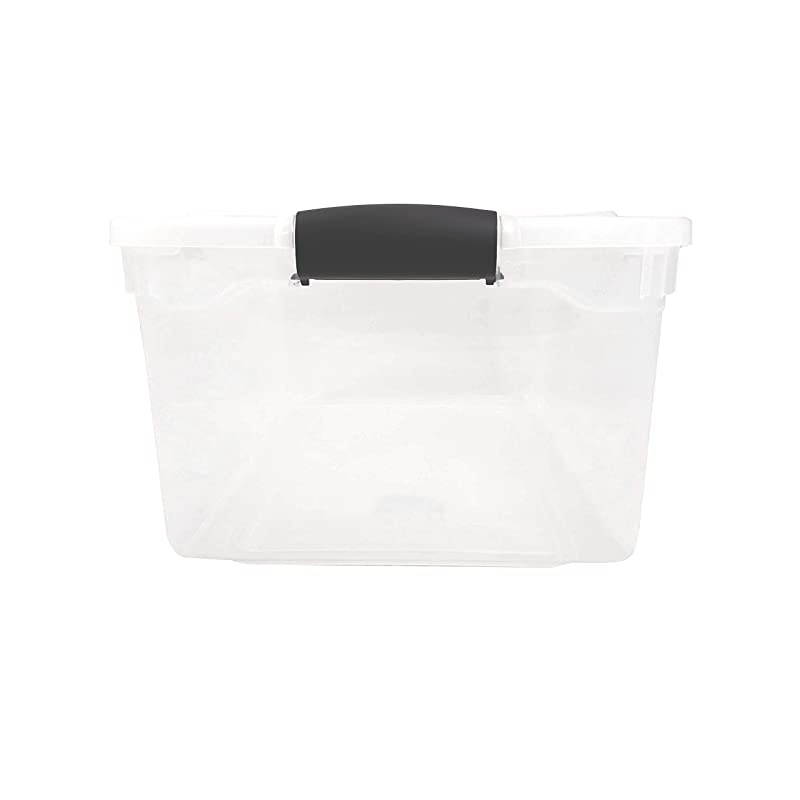 3442CLGRDC02 Clear Storage Container with Lid 66 Quart Grey 2 Count