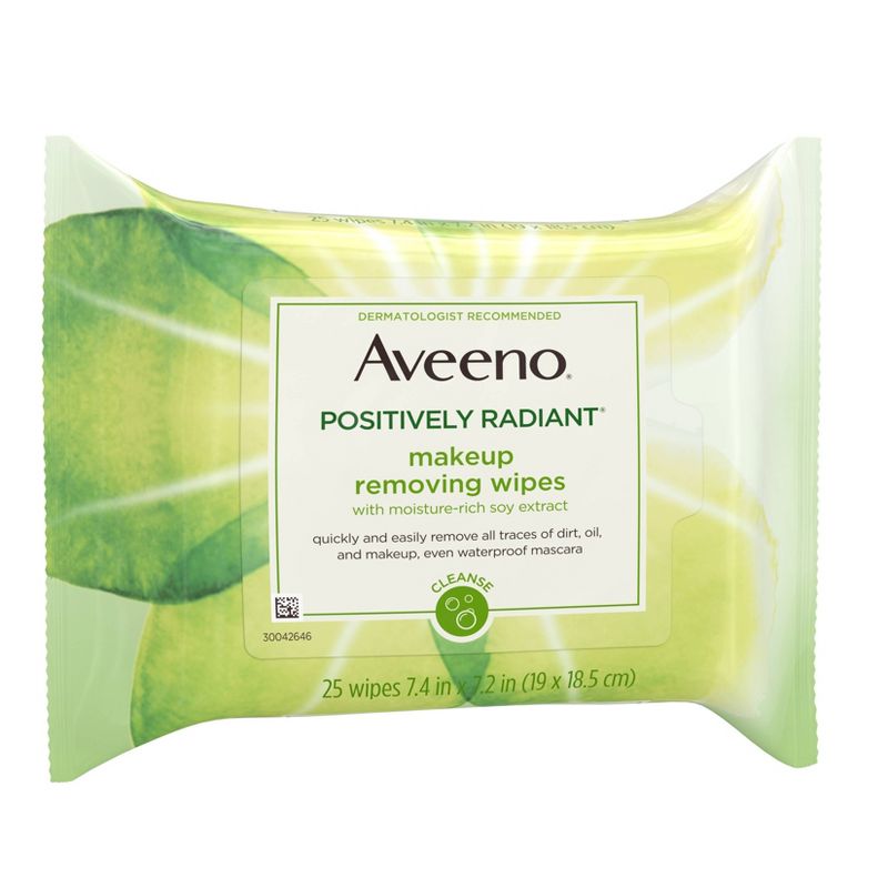 Aveeno Positively Radiant Oil Free Makeup Removing Wipes - 25ct