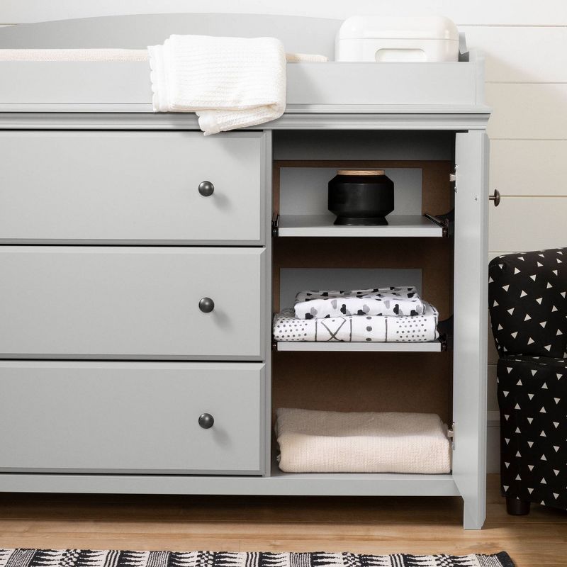 Cotton Candy Changing Table with Station - Soft Gray - South Shore