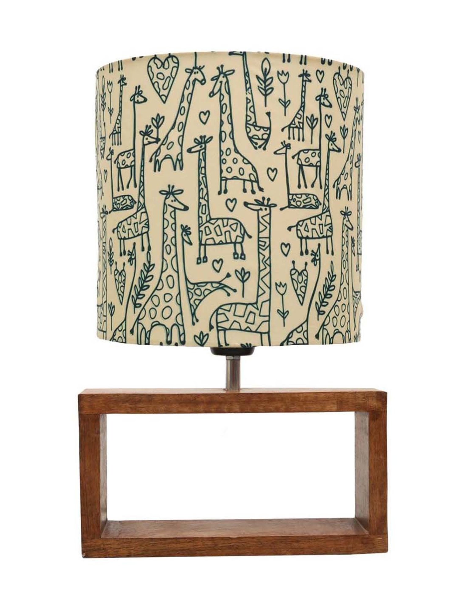 Homesake Off-White & Brown Wood Bedside Desk Nightstand Table Lamp