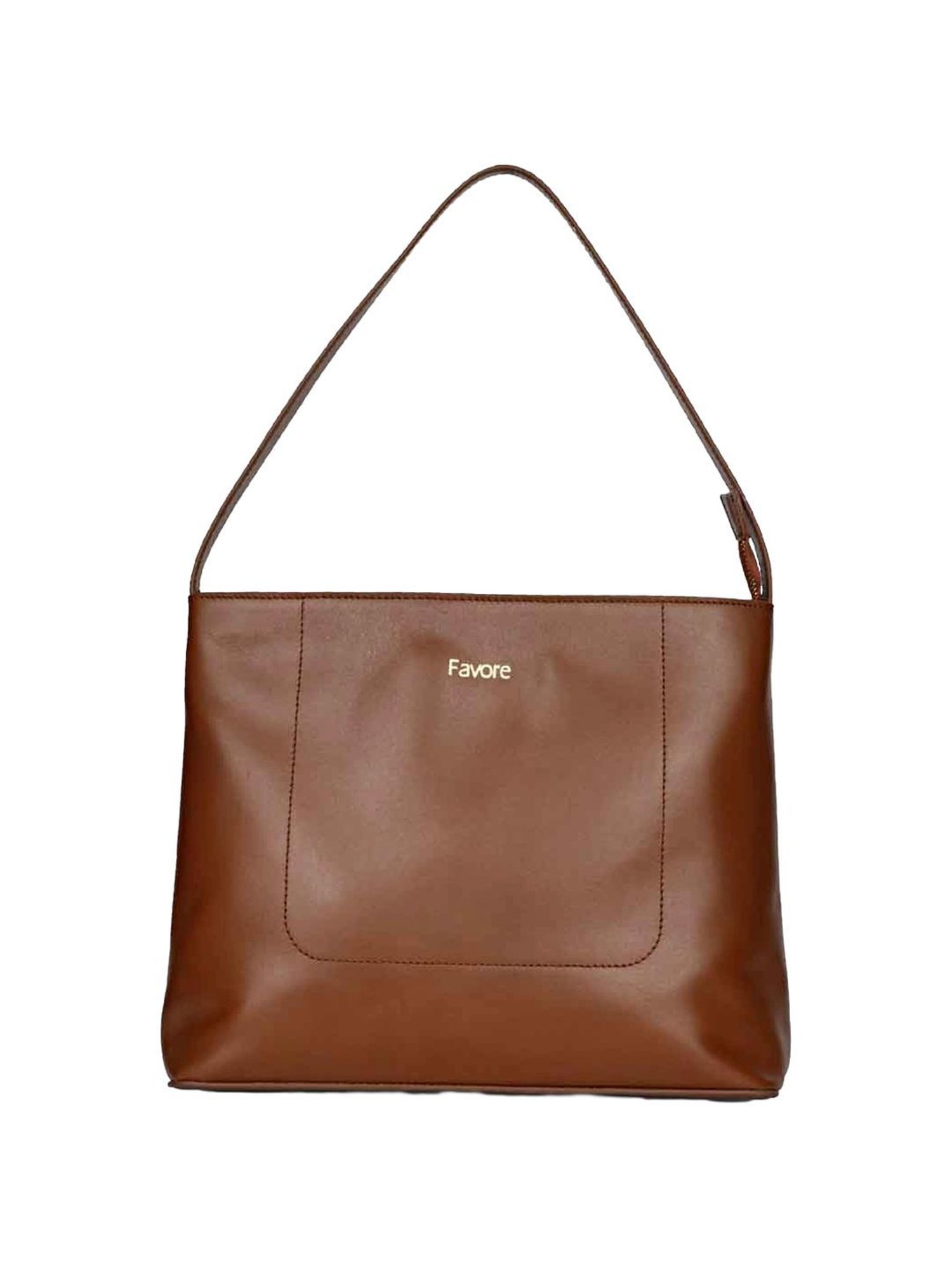 Saint G Brown Solid Medium Shoulder Handbag