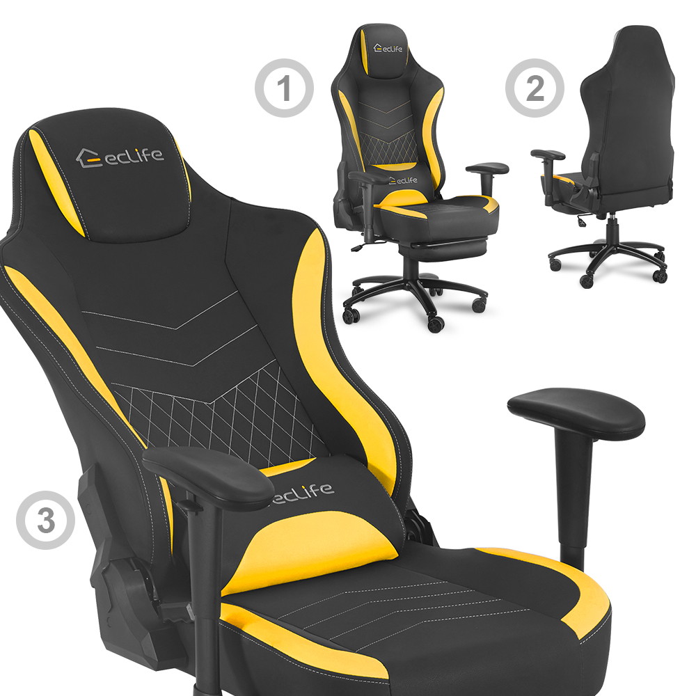 Ergonomic Racing Style Gaming Chair LUCKWIND Racing Chair
Massage Gaming Chair Office Chair Height Adjustment Recliner Swivel Rocker With Retraceable Footrest And  Massage Lumbar Pad E-Sports Chair