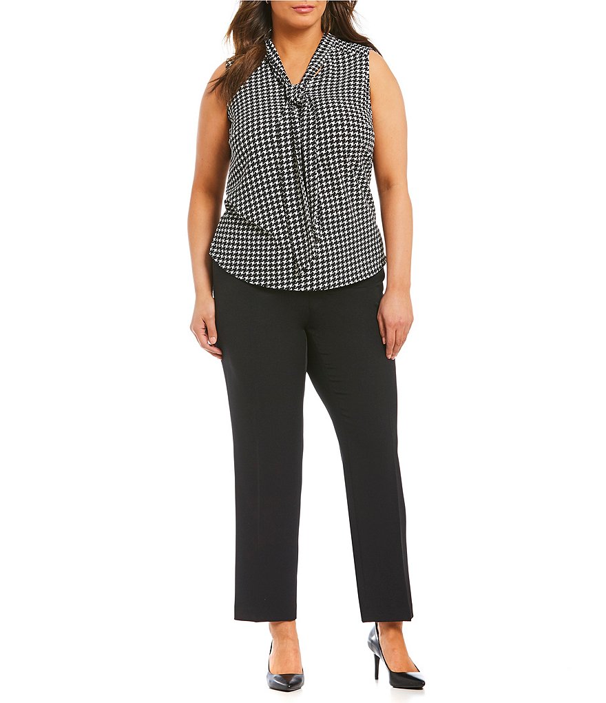 Kasper Plus Size Solid Crepe Slim Pant
