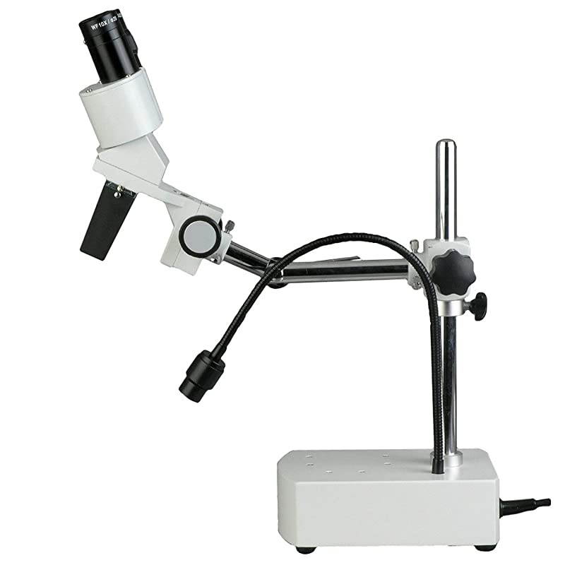SE400-Z Professional Binocular Stereo Microscope, WF10x and WF20x Eyepieces, 10X and 20X Magnification, 1X Objective, LED Lighting, Boom-Arm Stand, 110V-120V