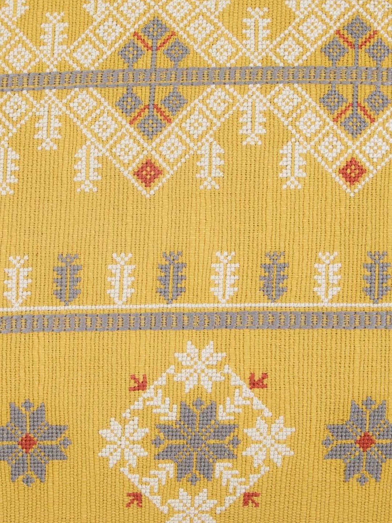 Fabindia Home Ahava Yellow Cotton Blend Embroidered Cushion Cover
