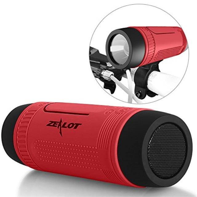 Bluetooth Bicycle Speaker Zealot S1 4000mAh Power Bank Waterproof Speakers with Full Outdoor Accessories(Bike Mount, Carabiner...)(Red)