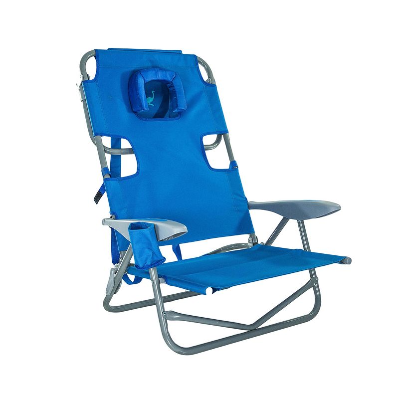 Copa Backpack Single Position Folding Aluminum Beach or Poolside Lounge Chair with Backpack Straps, Dark Blue