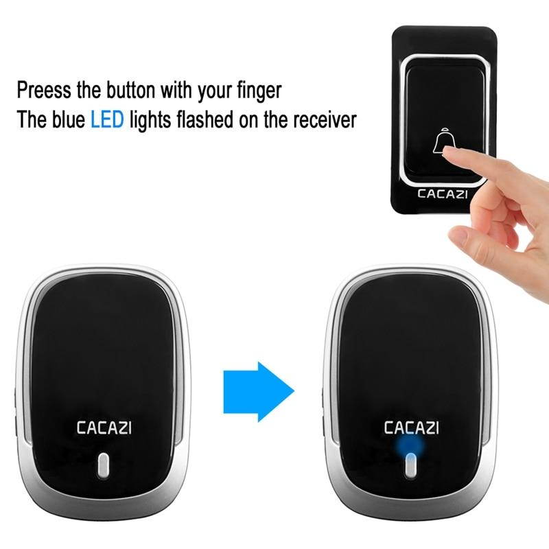 Cacazi Wireless Doorbell Waterproof Battery Button 300M Remote Receiver 36 Rings 4 Volume Home Cordless Door Bell Chime U